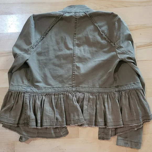 Free People Olive Green Utility Jacket with Peplum Hem - Picture 11 of 13